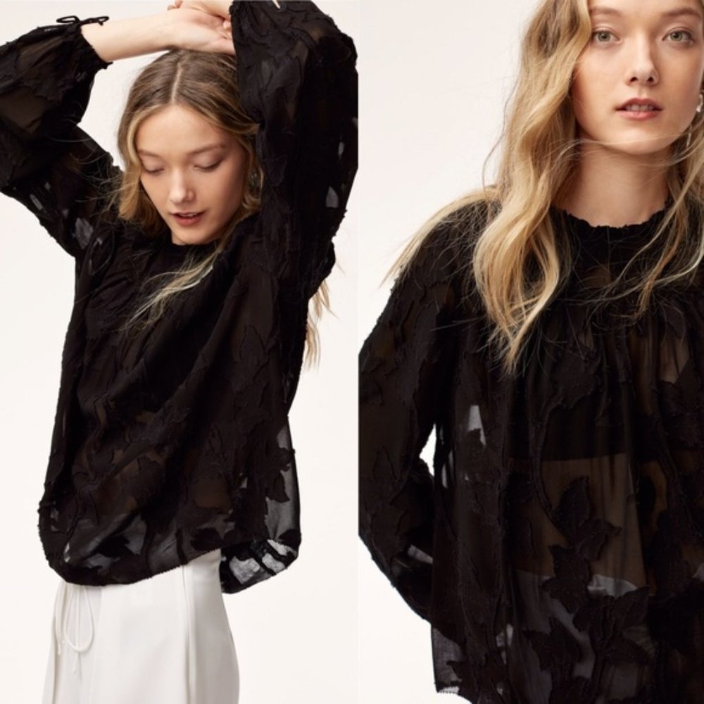 Aritzia Wilfred Lourdes Jacquard Sheer Blouse